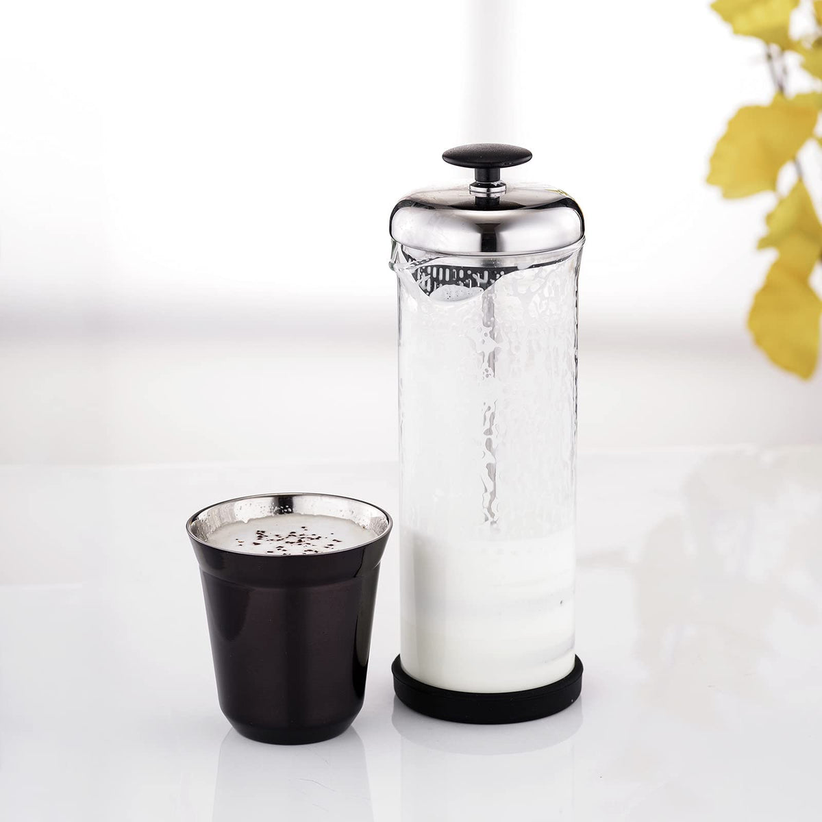 French Press 12 oz, Stainless Steel Espresso Cup 2pcs Set Double Wall Insulated 5 oz D220454