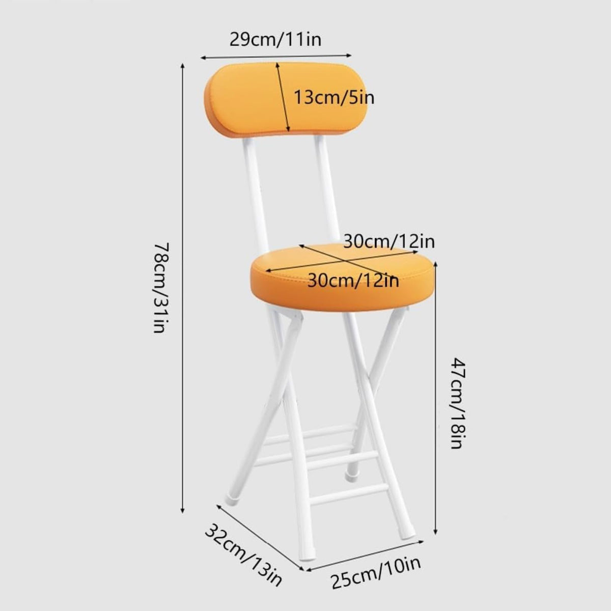 Black Cushioned Folding Stool with Backrest E114