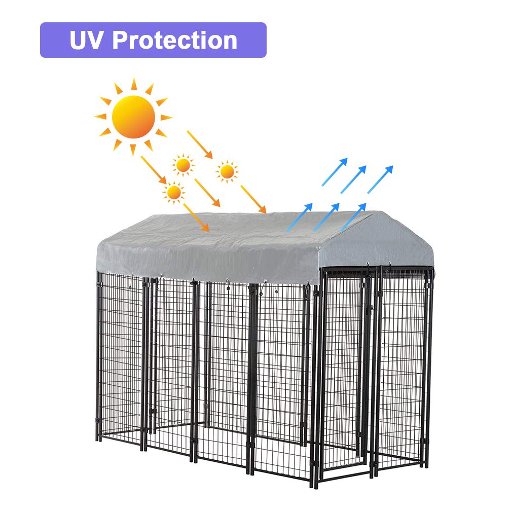 8'x4'x6' Heavy Duty Galvanized Metal Dog Kennel W2921