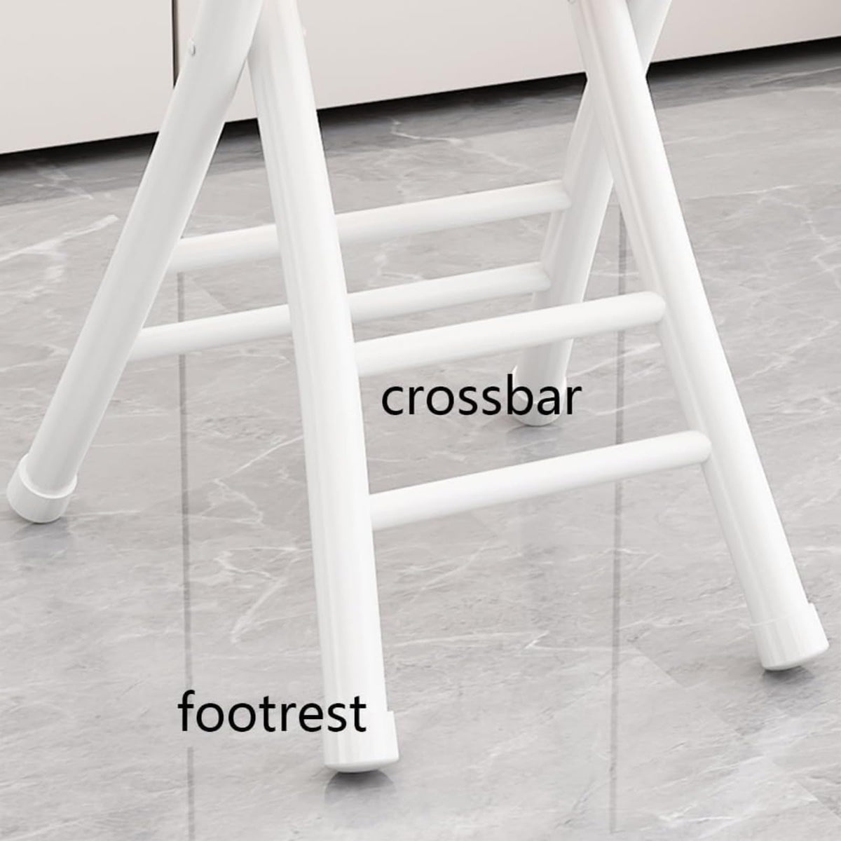 Black Cushioned Folding Stool with Backrest E114
