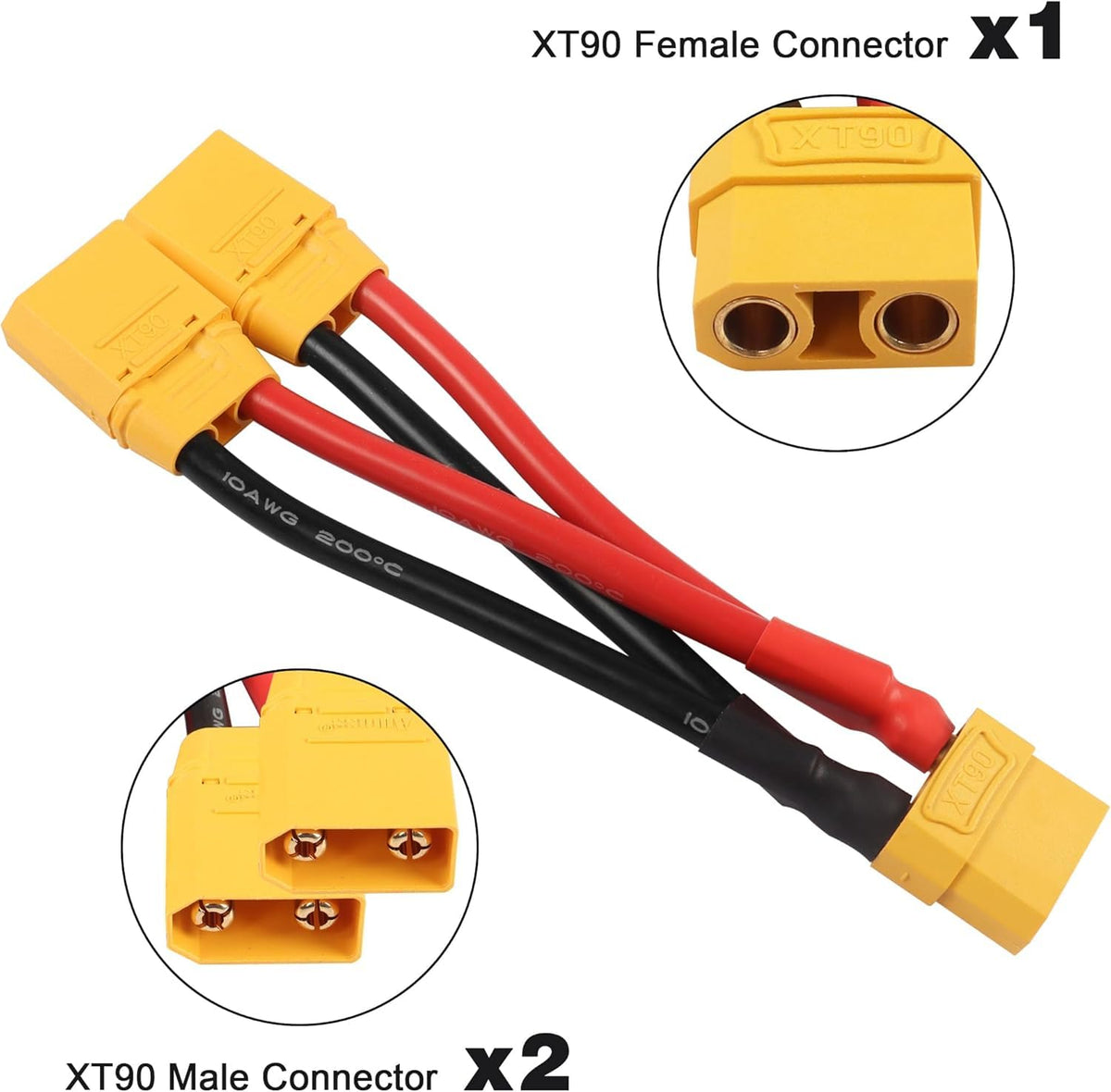 2-Pack XT90 Parallel Battery Connector Cable 12AWG C366745