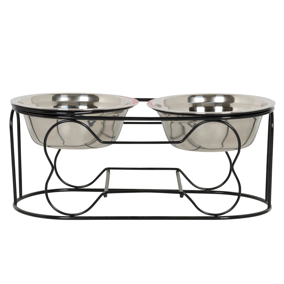 5-Inch Wrought Iron Stand with Small Double Stainless Steel Feeder Bowl F400882