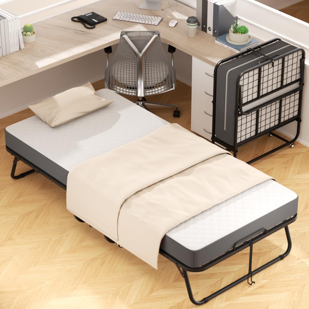 Folding Guest Bed Single Size with 5 Inch Memory Foam Mattress H60791