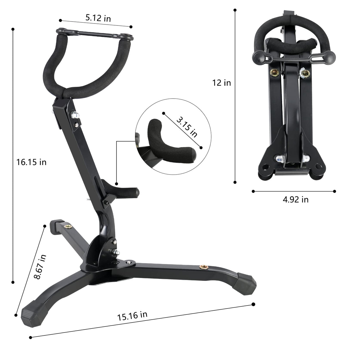Alto & Tenor Saxophone Stand with 2 Flute/Clarinet Holders and Bag D4475
