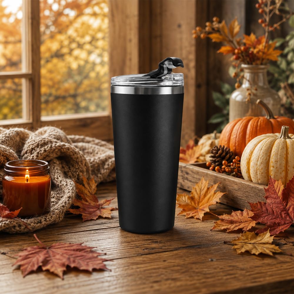 16 oz Stainless Steel Insulated Coffee Tumbler Black R858062
