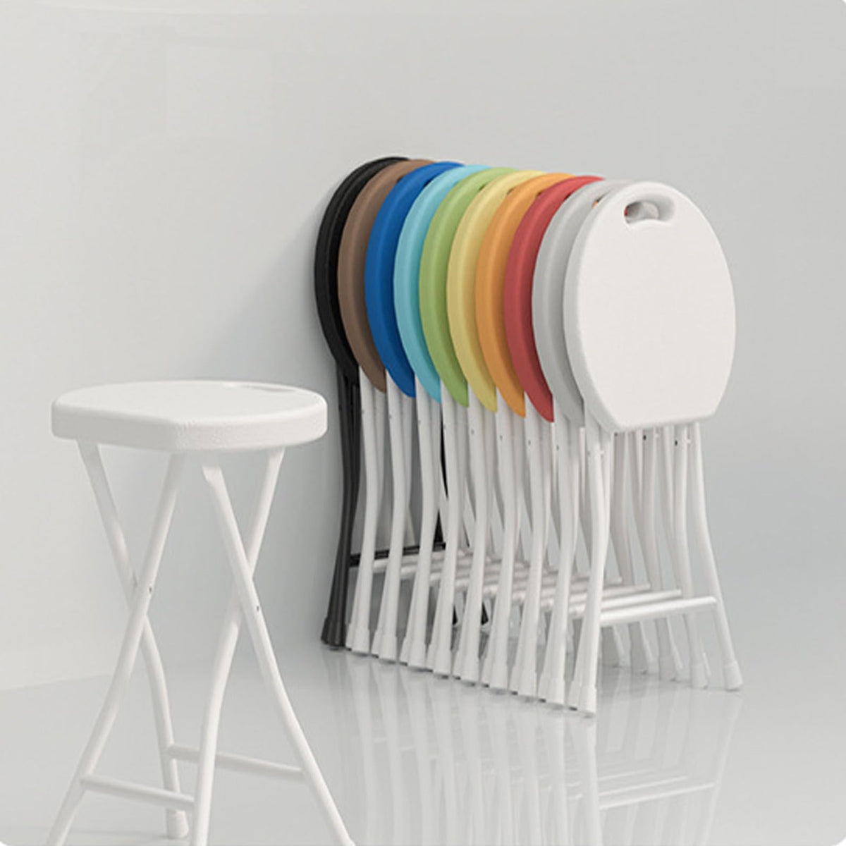 18 inch Portable Folding Plastic Stool with Steel Frame N722