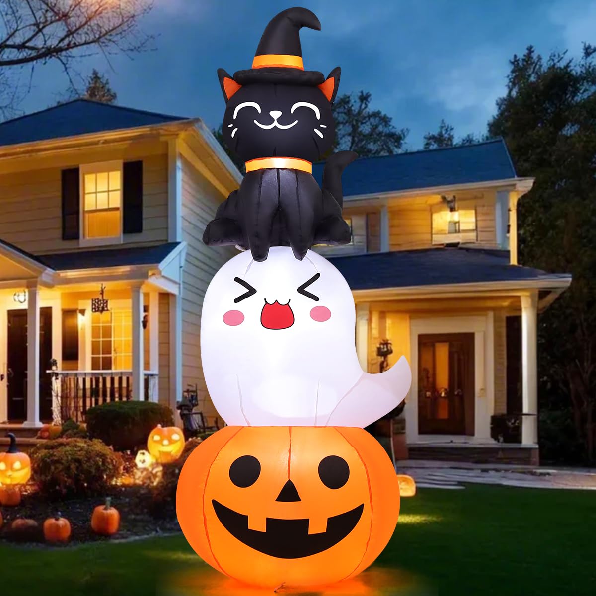 6 FT Halloween Inflatables Pumpkin Ghost Cat Outdoor Decorations P91482