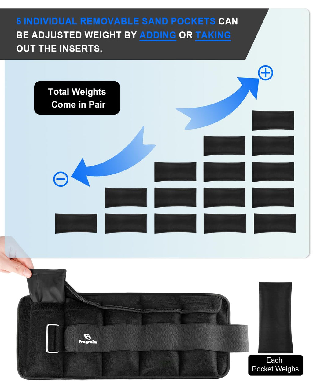 Adjustable Ankle Weights with Removable Weight Z156