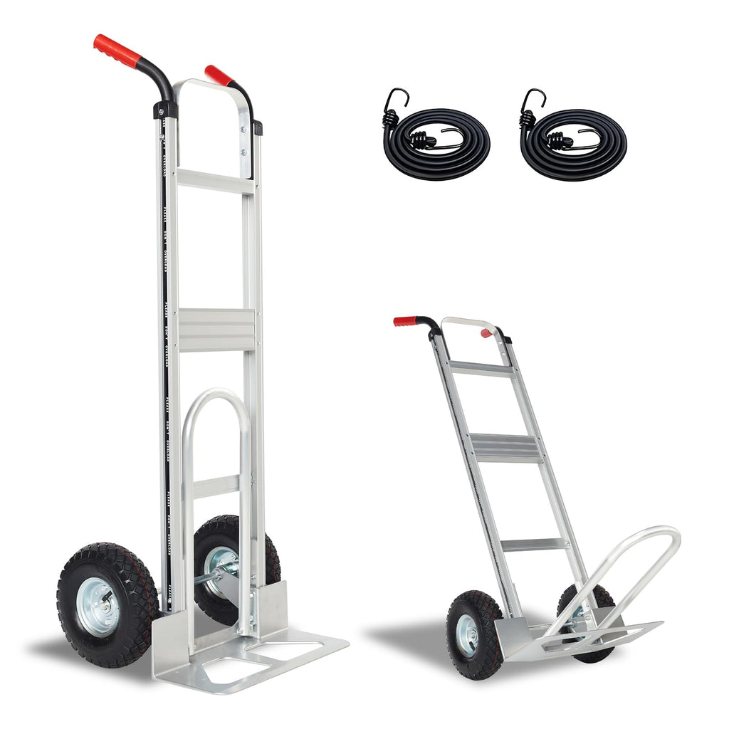 Aluminum Hand Truck Dolly Cart with 10" Pneumatic Tire, 600 LBS Capacity B9384