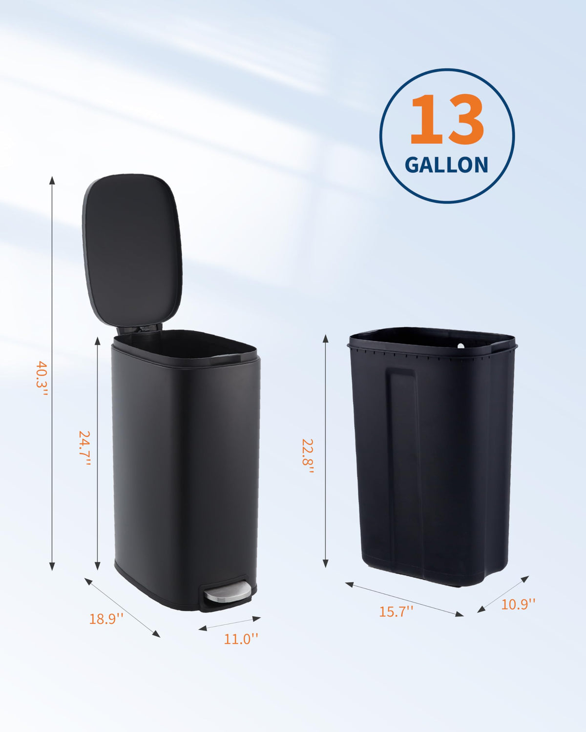 13.2 gal Slim Step Trash Can G598076