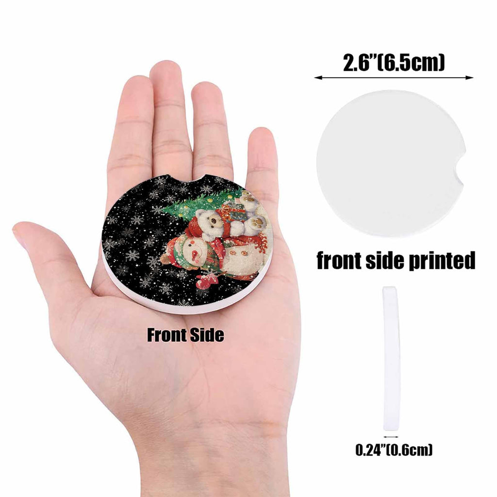 Black Ceramic Car Coasters 2 Piece Set K2434