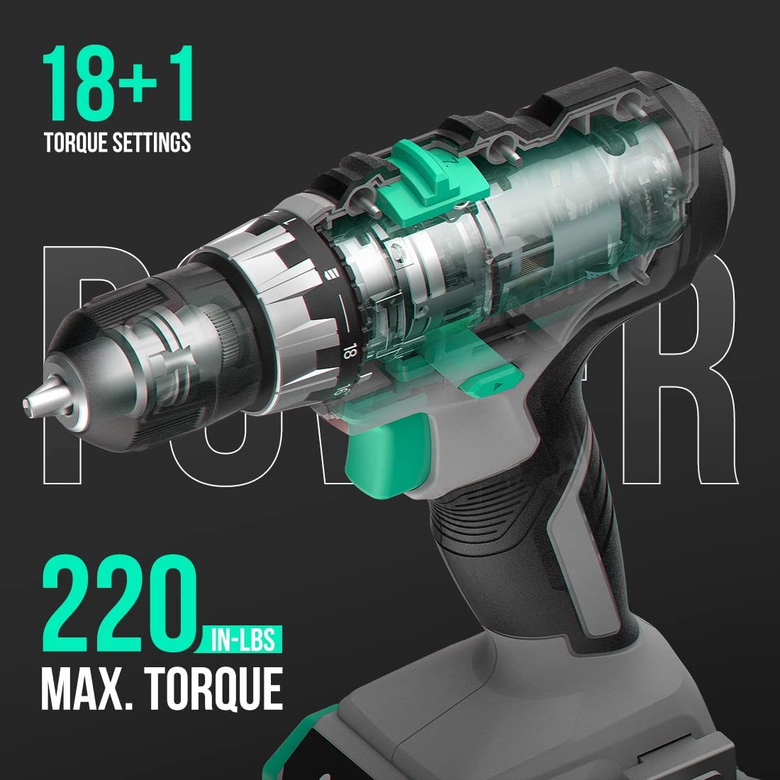 Cordless Drill Set 20V Max 3/8" Keyless Chuck B7123