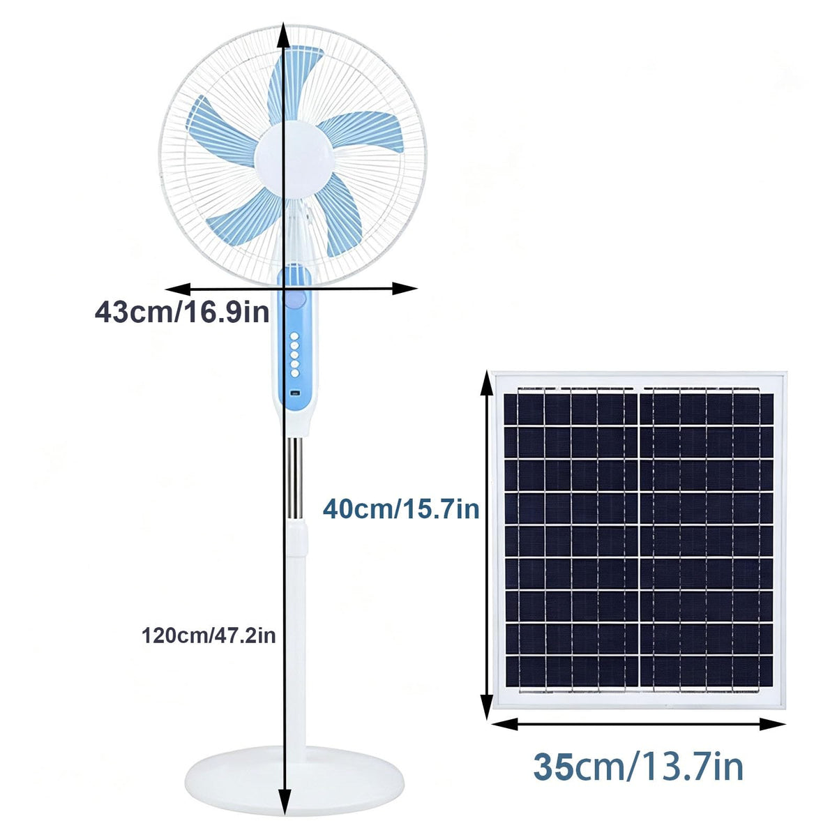 16 Inch Solar Powered Pedestal Fan with Solar Panel H25821
