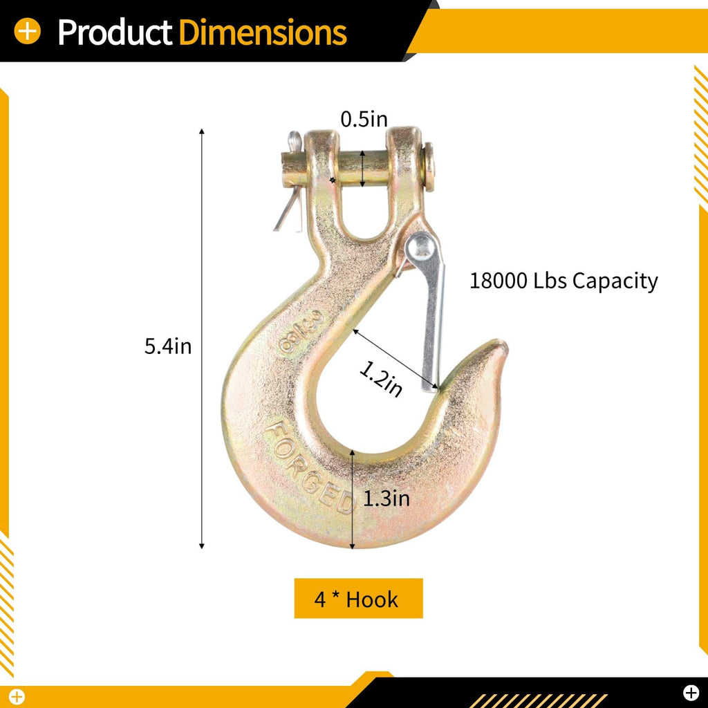 4-Pack 3/8-Inch Clevis Slip Hooks with Safety Latch Y5931