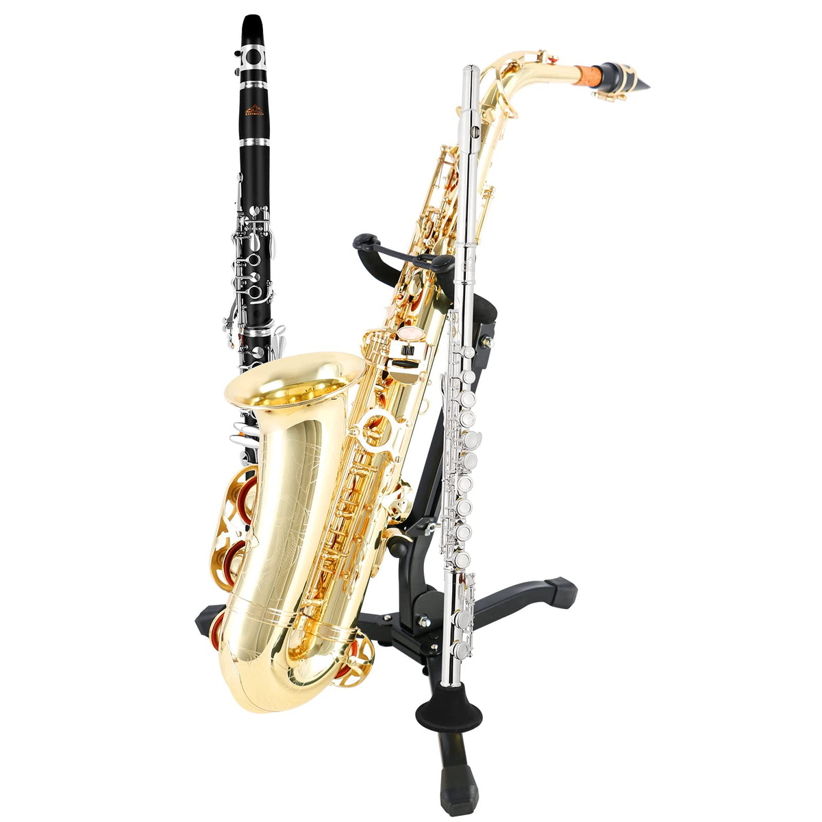 Alto & Tenor Saxophone Stand with 2 Flute/Clarinet Holders and Bag D4475
