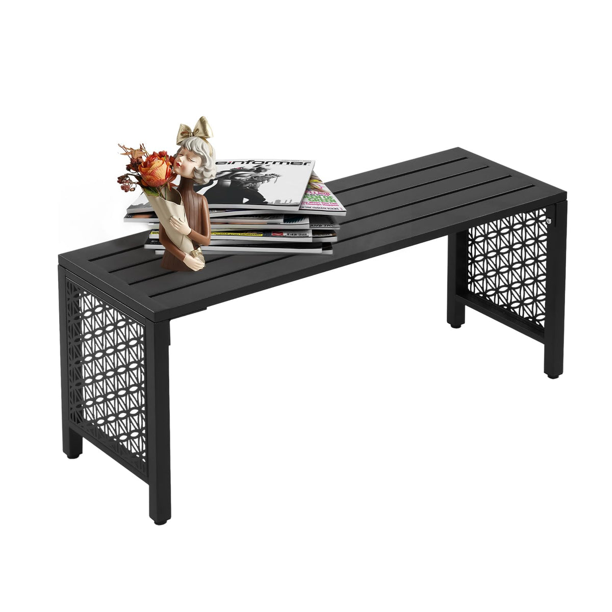 Black Metal Outdoor Bench X734