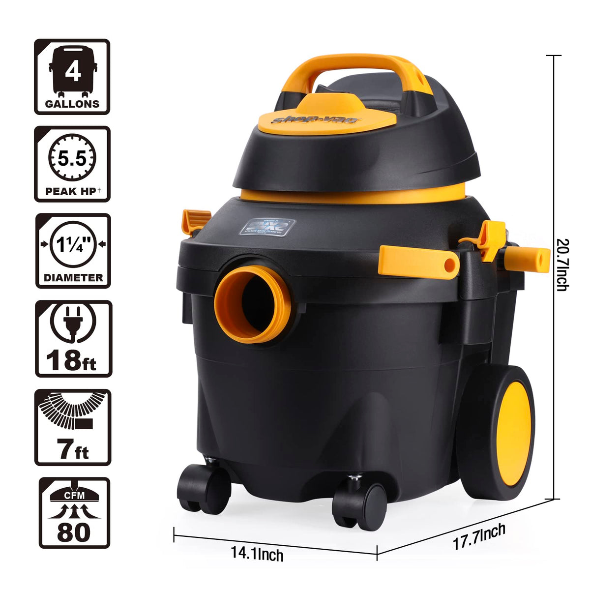 4 Gallon 5.5 Peak HP Wet/Dry Utility Vacuum with Cart B519867