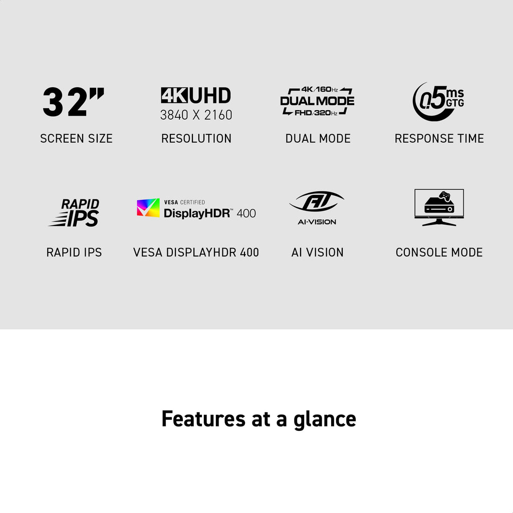 32-inch 3840 x 2160 UHD 320Hz Gaming Monitor Y202