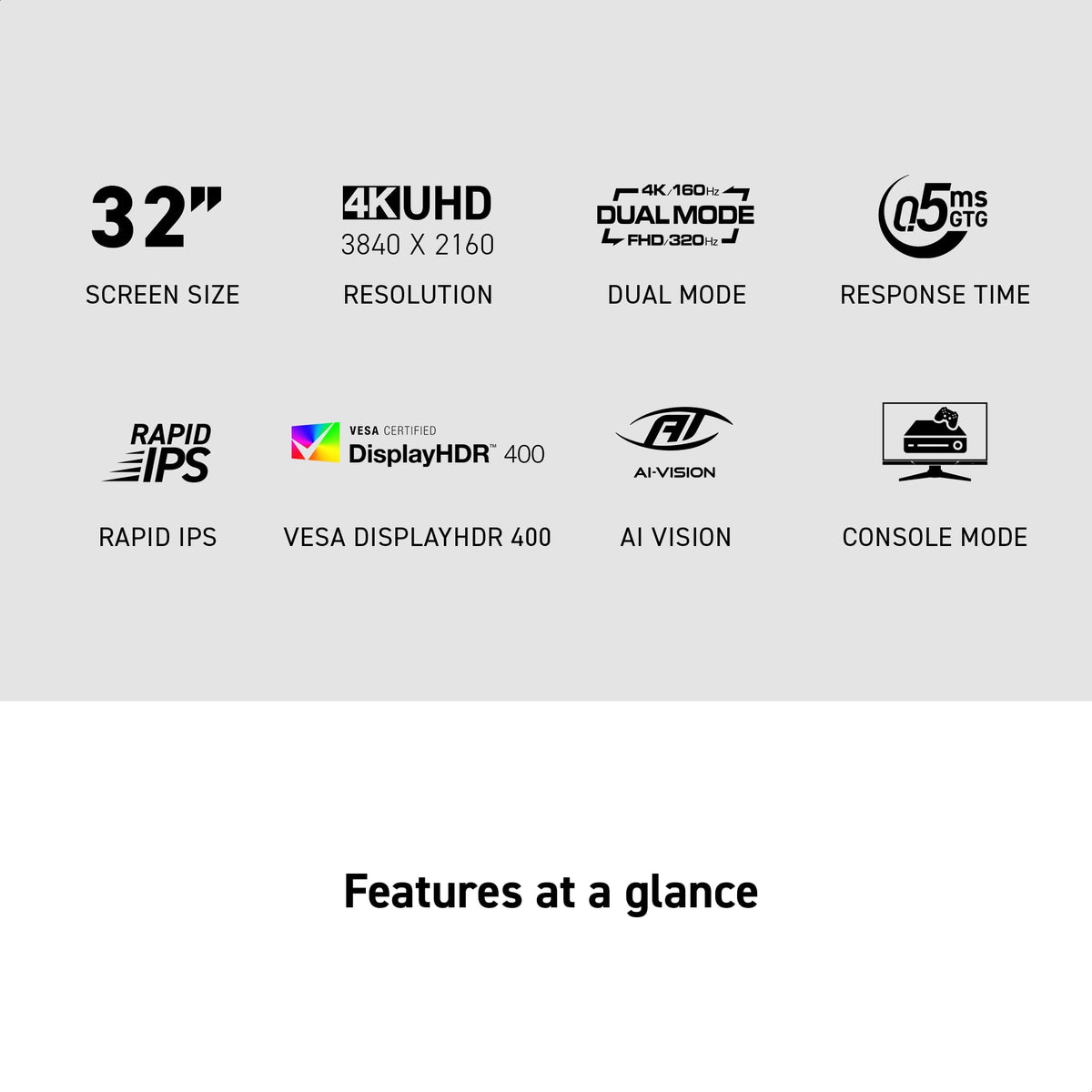 32-inch 3840 x 2160 UHD 320Hz Gaming Monitor Y202