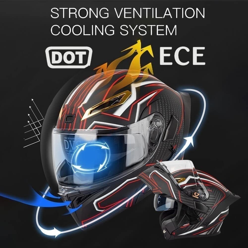 Carbon Fiber Flip-Up Motorcycle Helmet X863
