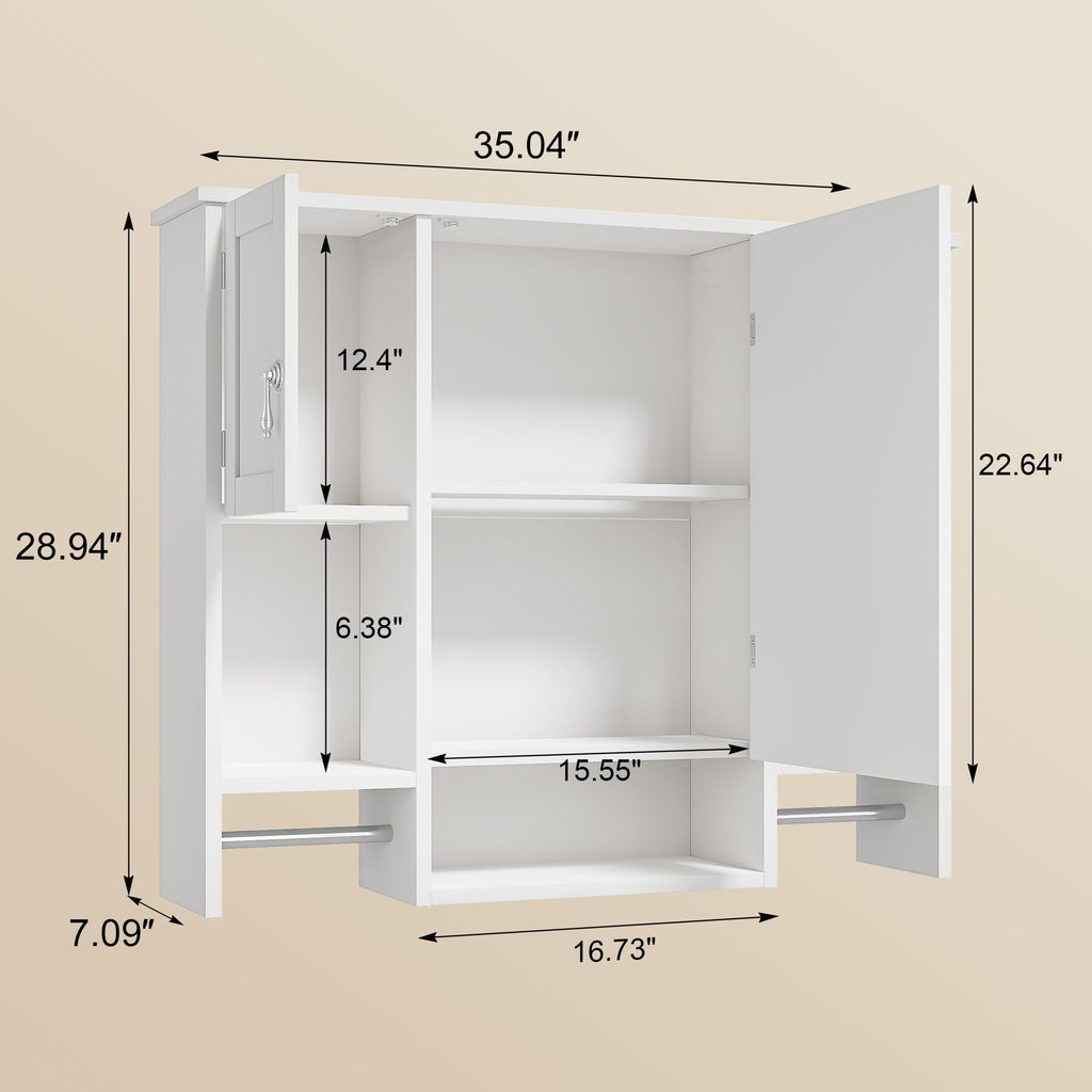 Large White Wall Mounted Bathroom Cabinet with Mirror S6436