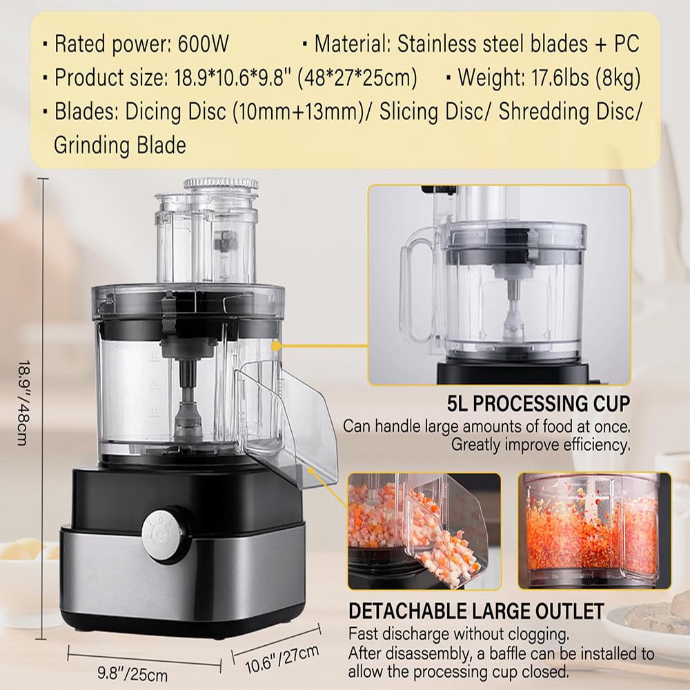 600W 5 Cube Grid 5000ml Electric Vegetable Chopper Z1811