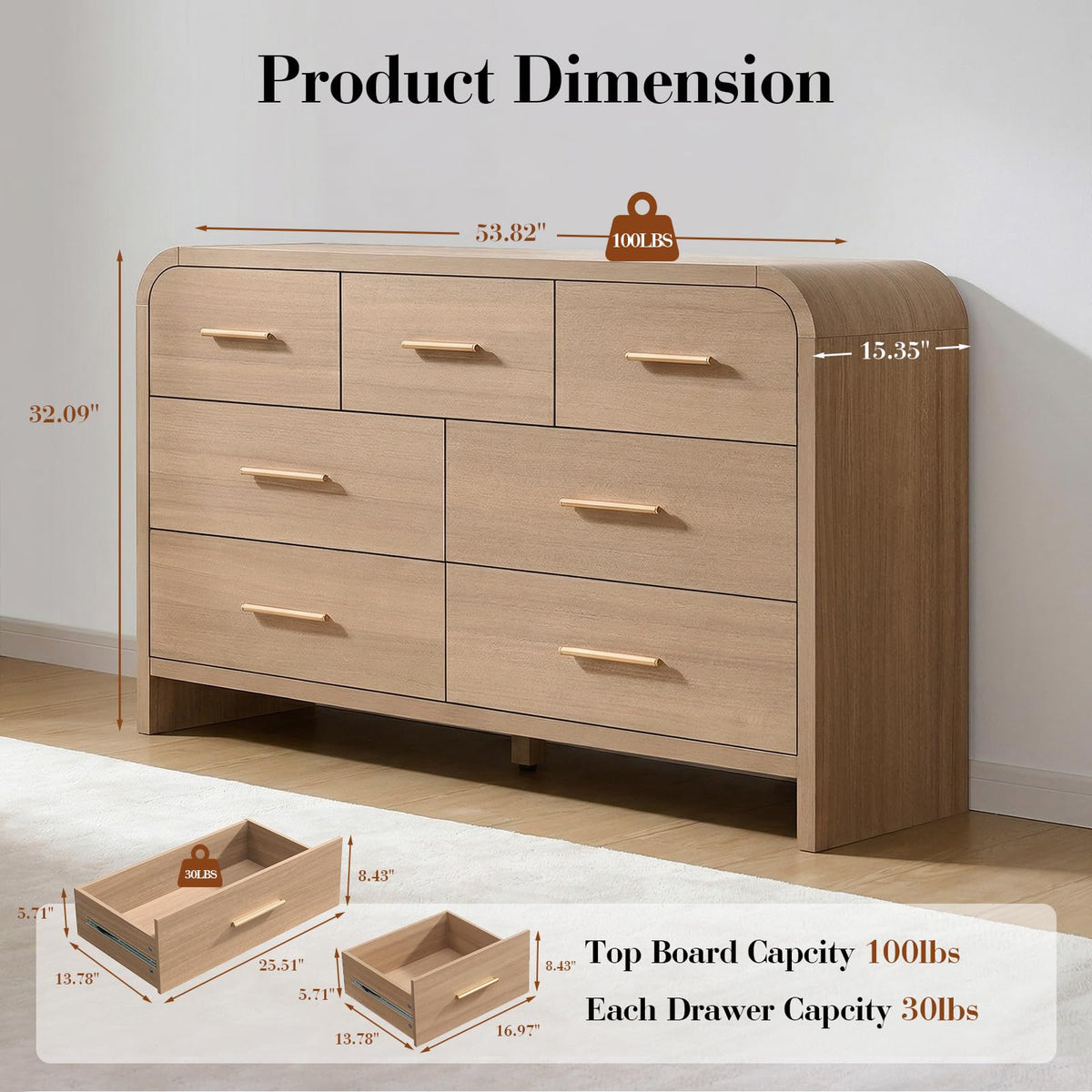 Curved 7 Drawer Dresser M447