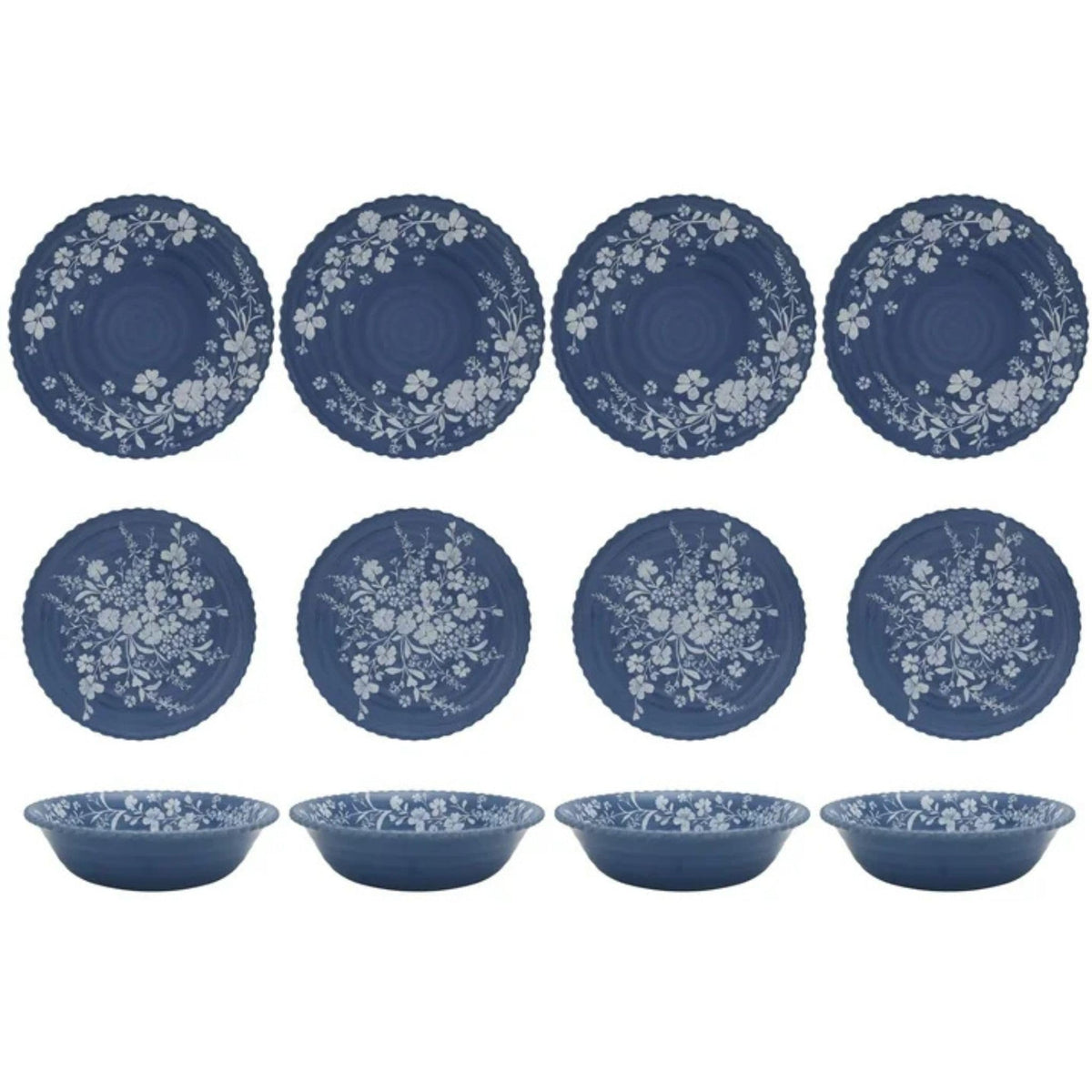 12-Piece Bamboo Melamine Dinnerware Set, Service for 4, Blue W6042