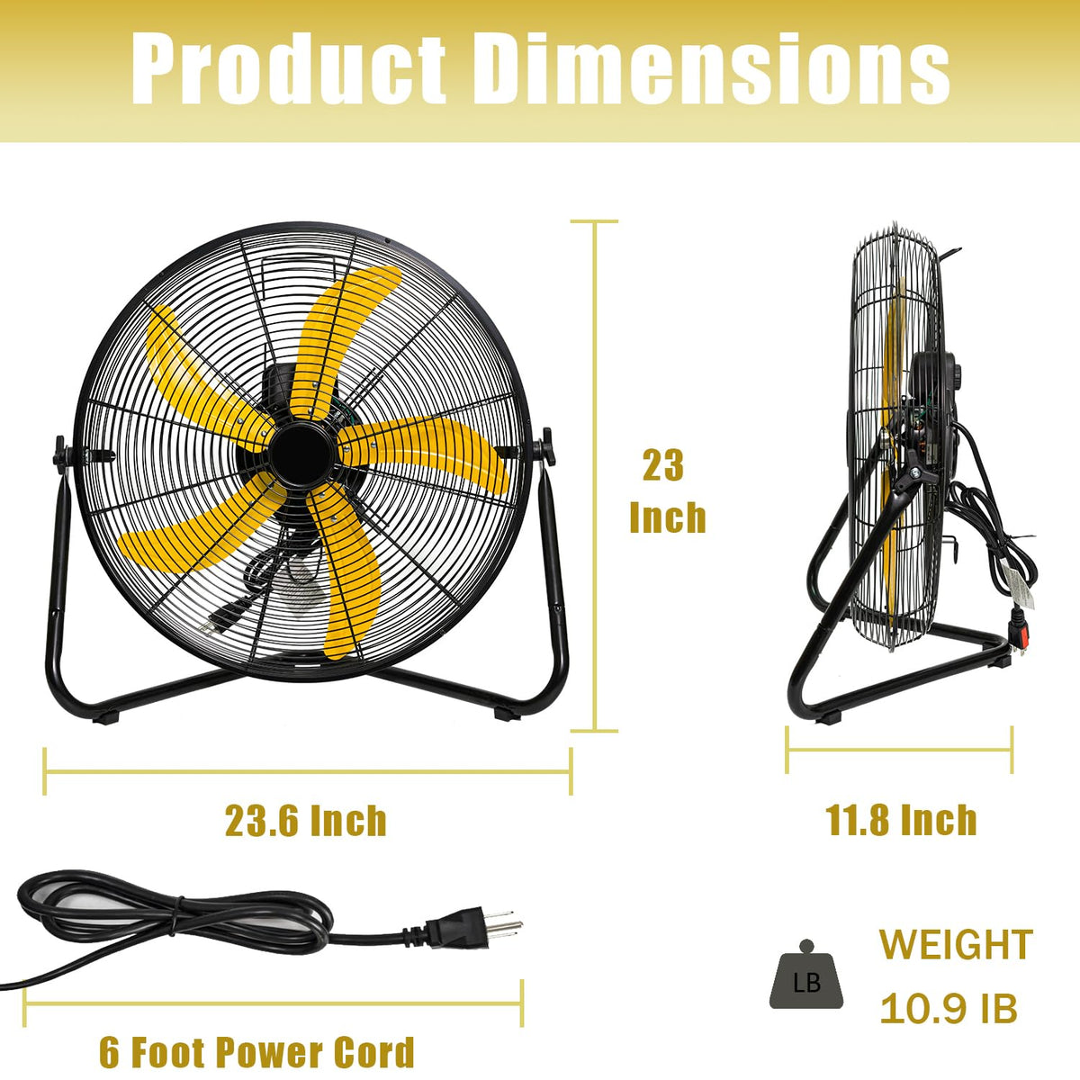 20 Inch 3-Speed High Velocity Floor Fan S158
