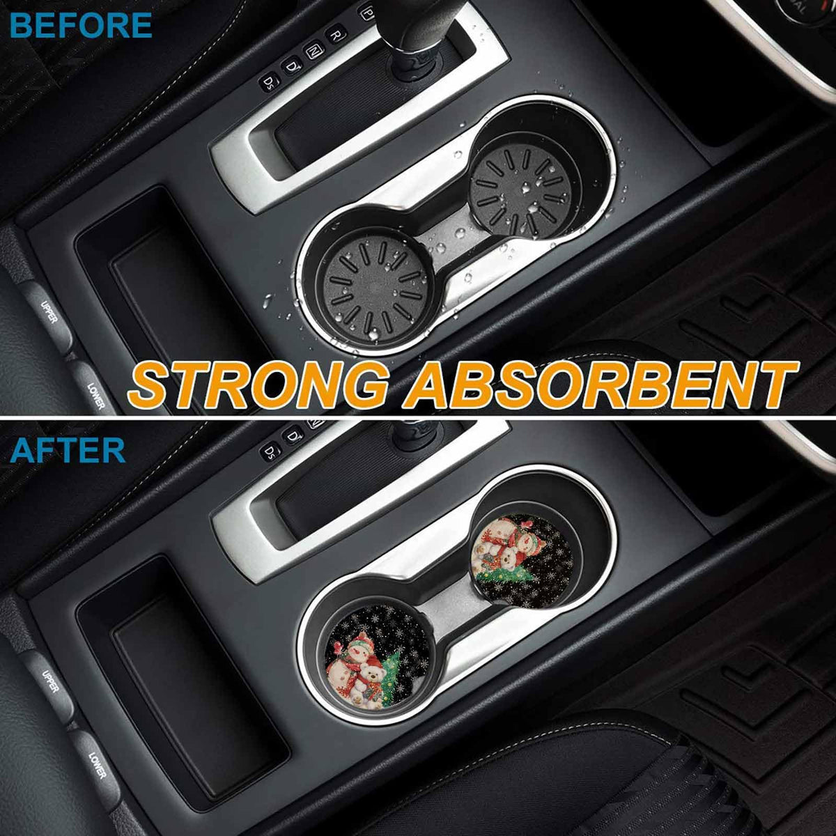 Black Ceramic Car Coasters 2 Piece Set K2434