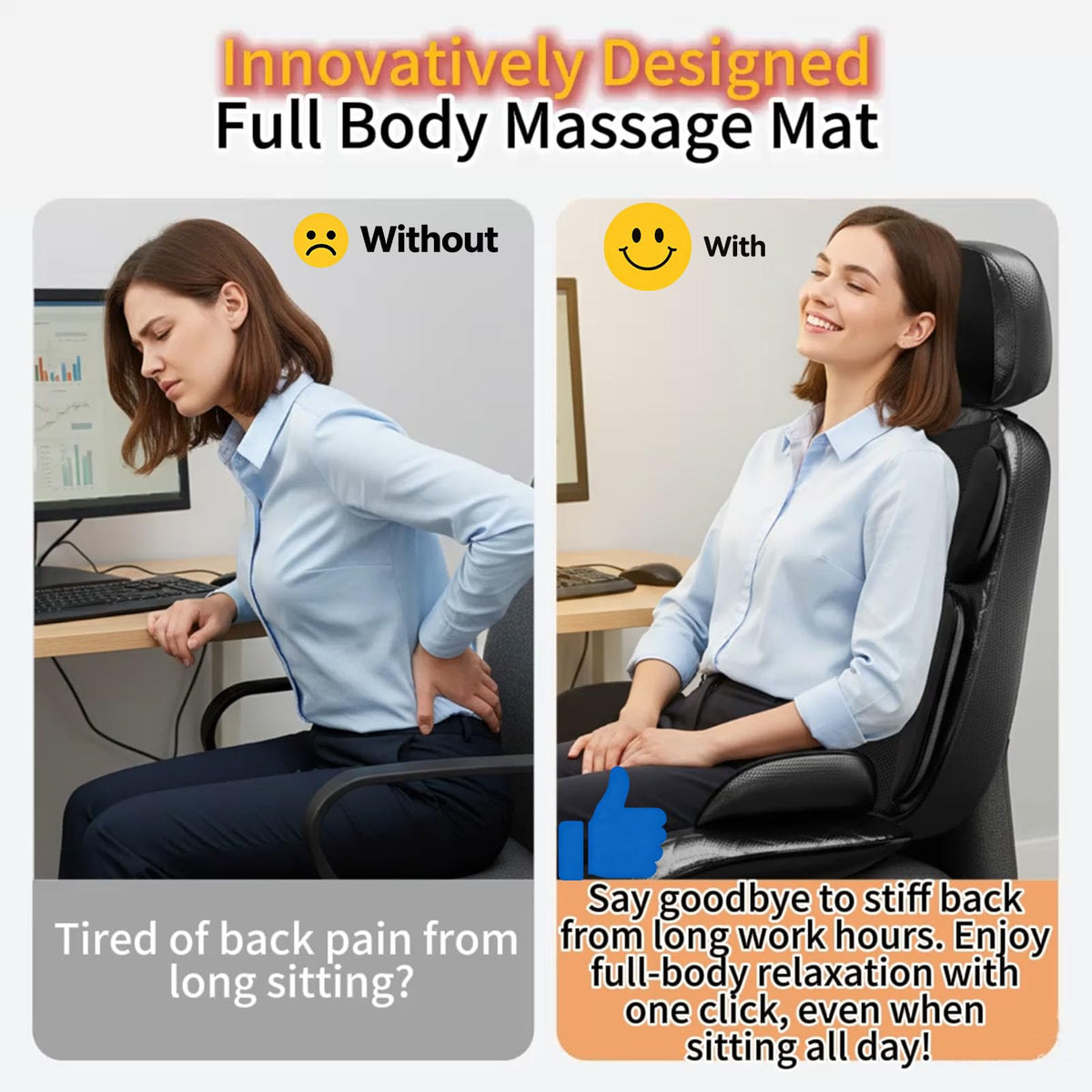 16D Electric Shiatsu Full Body Massage Mat with Foot Massager R1084