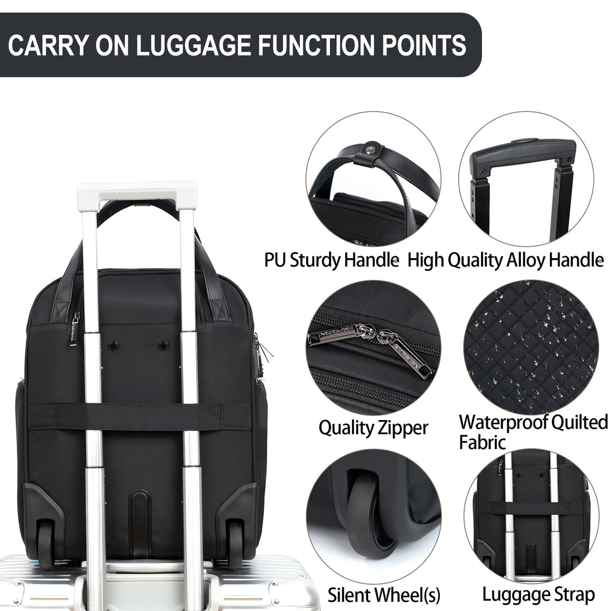Black 16" Underseat Wheeled Bag D995