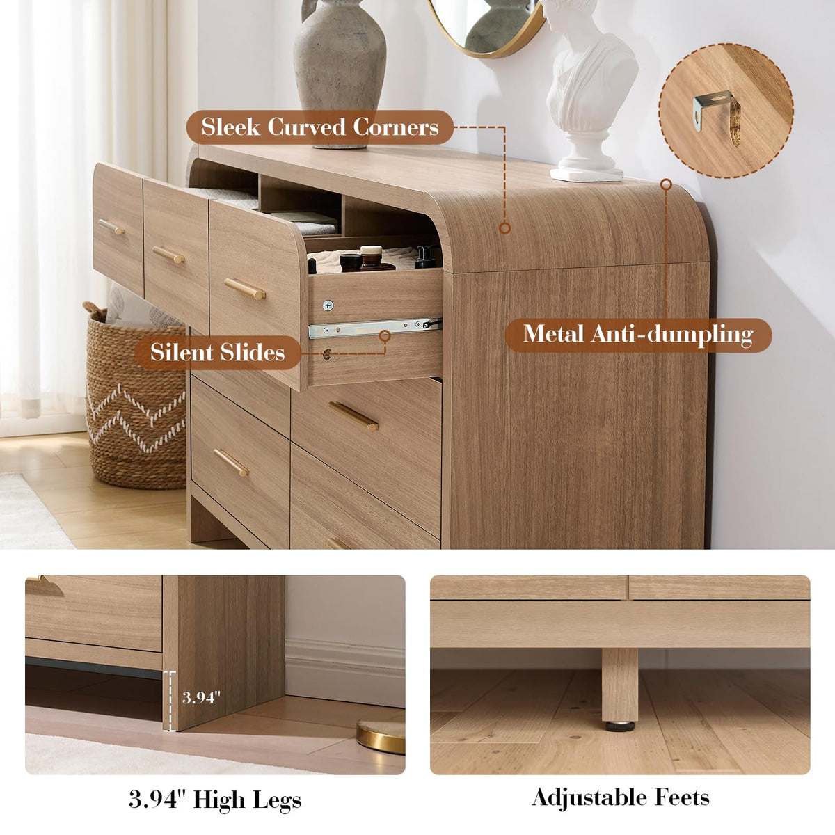 Curved 7 Drawer Dresser M447