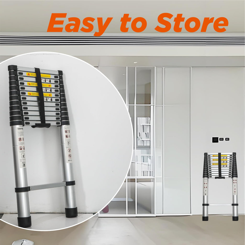 12.5FT Aluminum Telescoping Ladder 300 lbs Q448