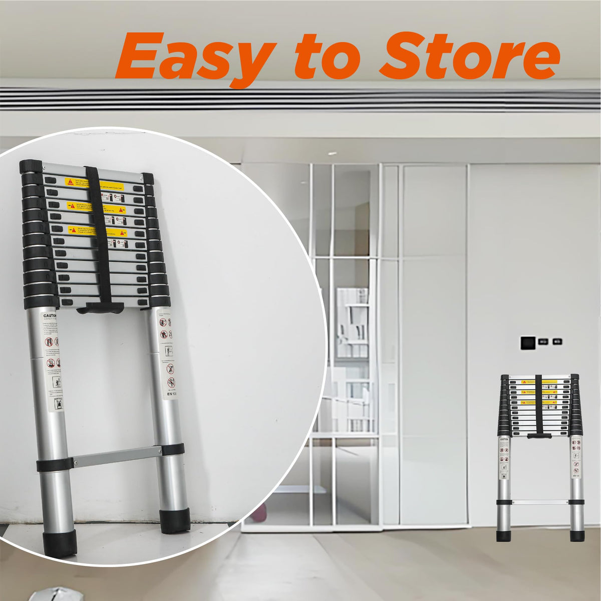 12.5FT Aluminum Telescoping Ladder 300 lbs Q448