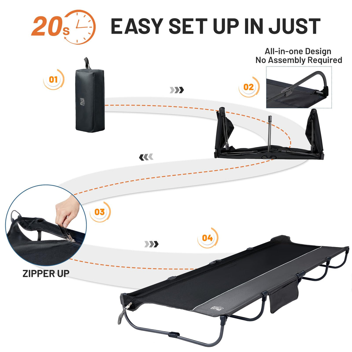 Aluminum Camping Cot J509