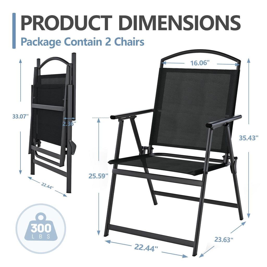 Folding Outdoor Chairs Set of 2 Black T68513