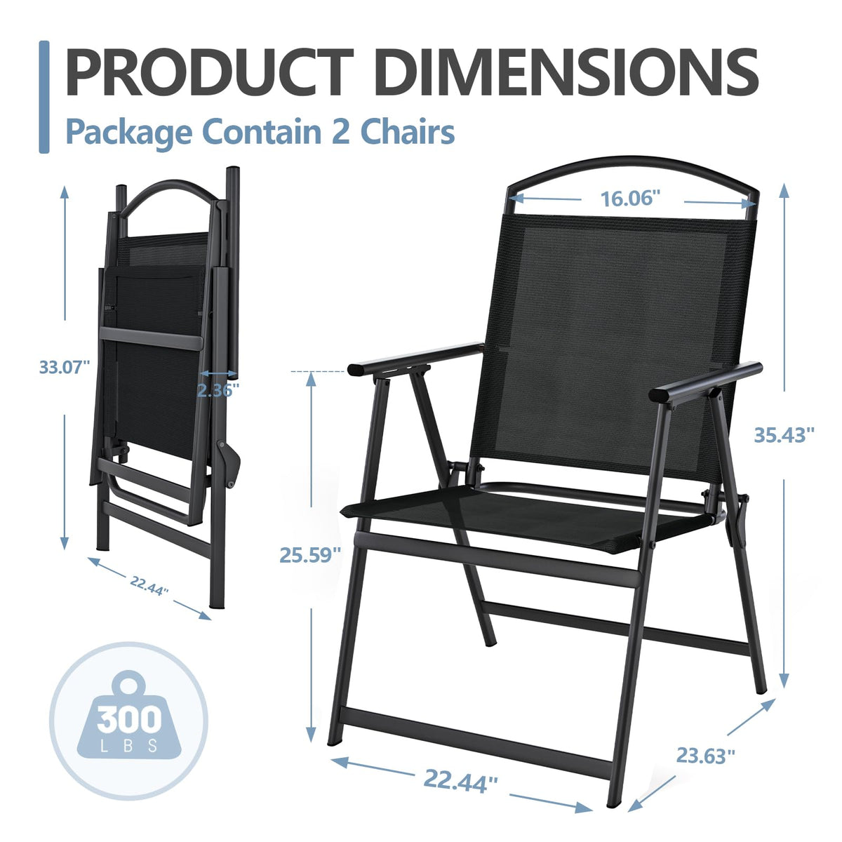 Folding Outdoor Chairs Set of 2 Black T68513