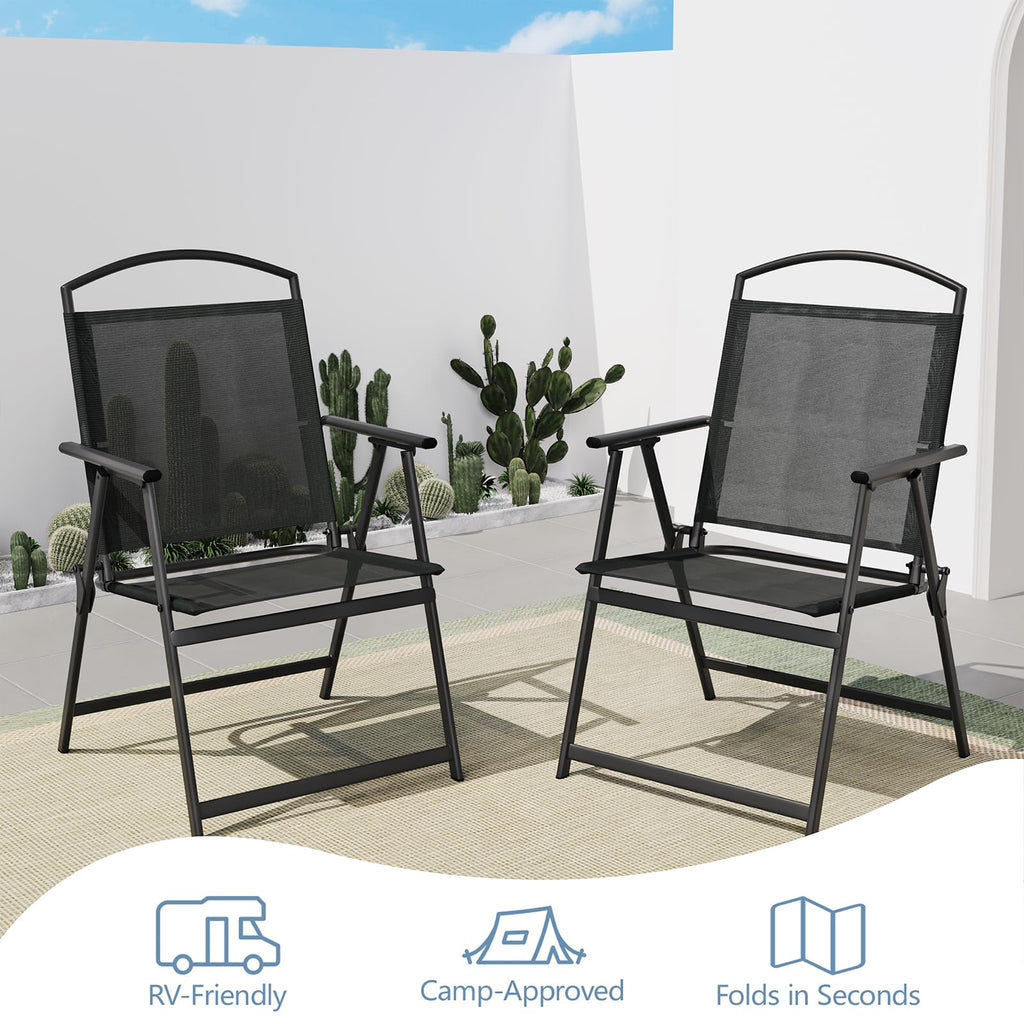 Folding Outdoor Chairs Set of 2 Black T68513