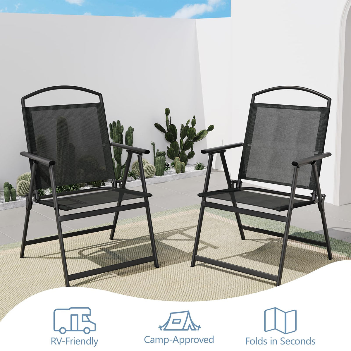 Folding Outdoor Chairs Set of 2 Black T68513