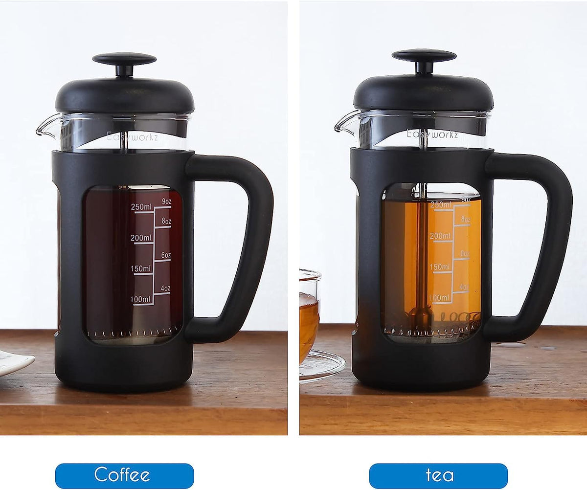 French Press 12 oz, Stainless Steel Espresso Cup 2pcs Set Double Wall Insulated 5 oz D220454