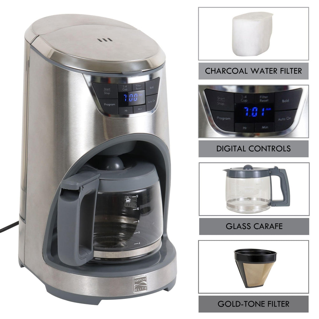 12-Cup Programmable Drip Coffee Maker with Glass Pot E2292