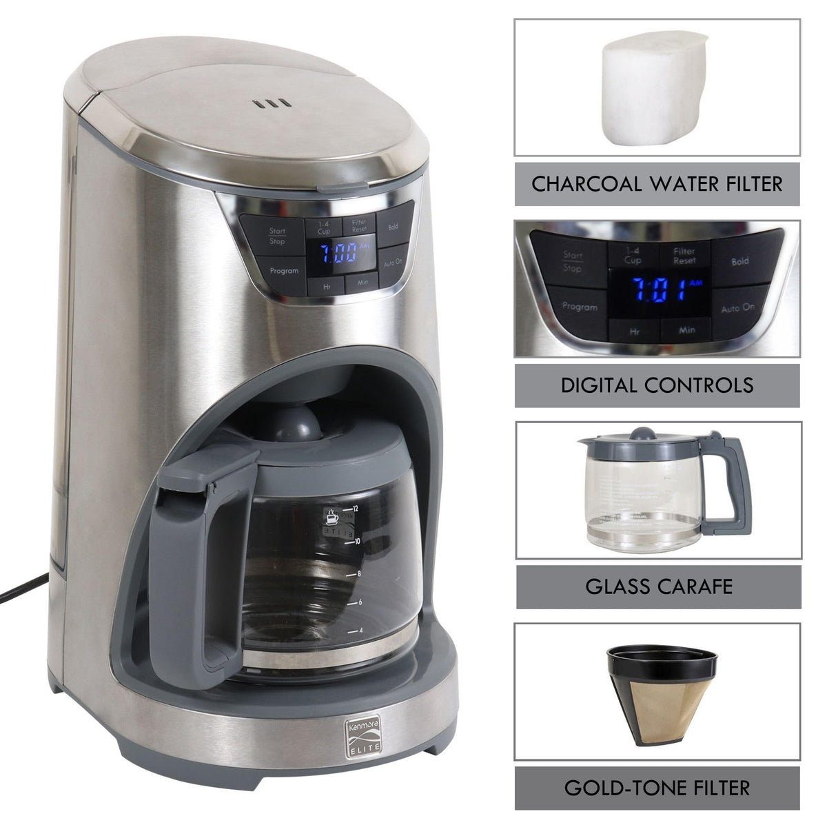 12-Cup Programmable Drip Coffee Maker with Glass Pot E2292