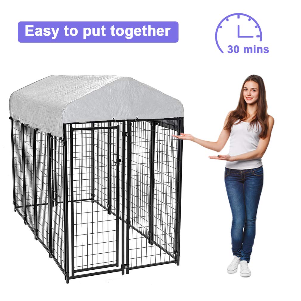 8'x4'x6' Heavy Duty Galvanized Metal Dog Kennel W2921
