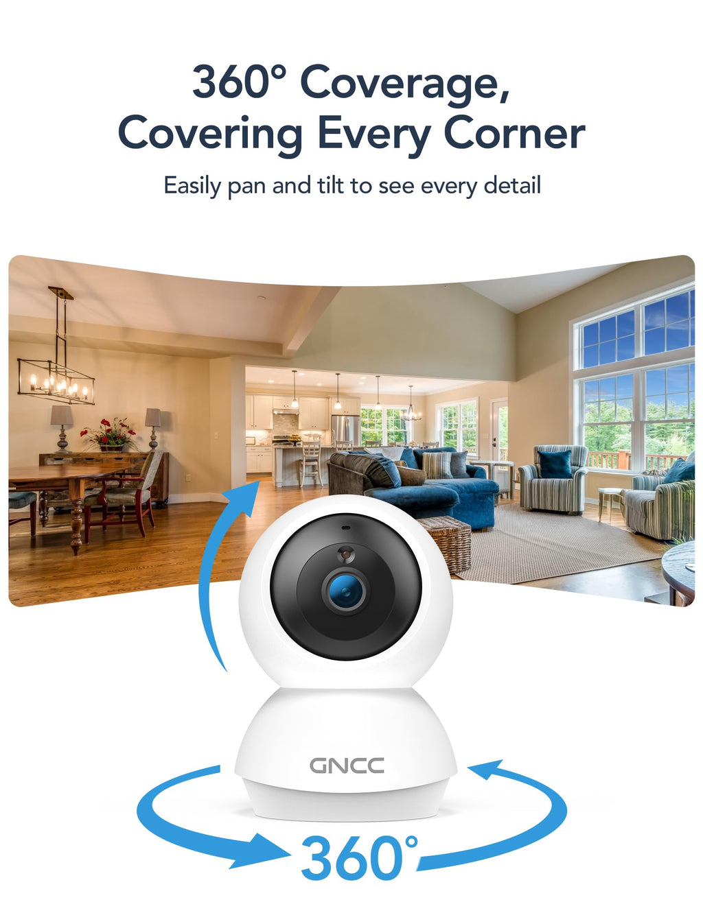 5Ghz WiFi Indoor Camera with 360°PTZ, 4 Pack F298