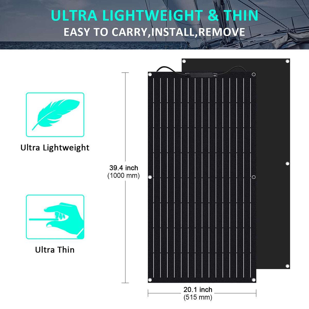 100W 12V ETFE Monocrystalline Flexible Solar Panel Kit 30A PWM C744