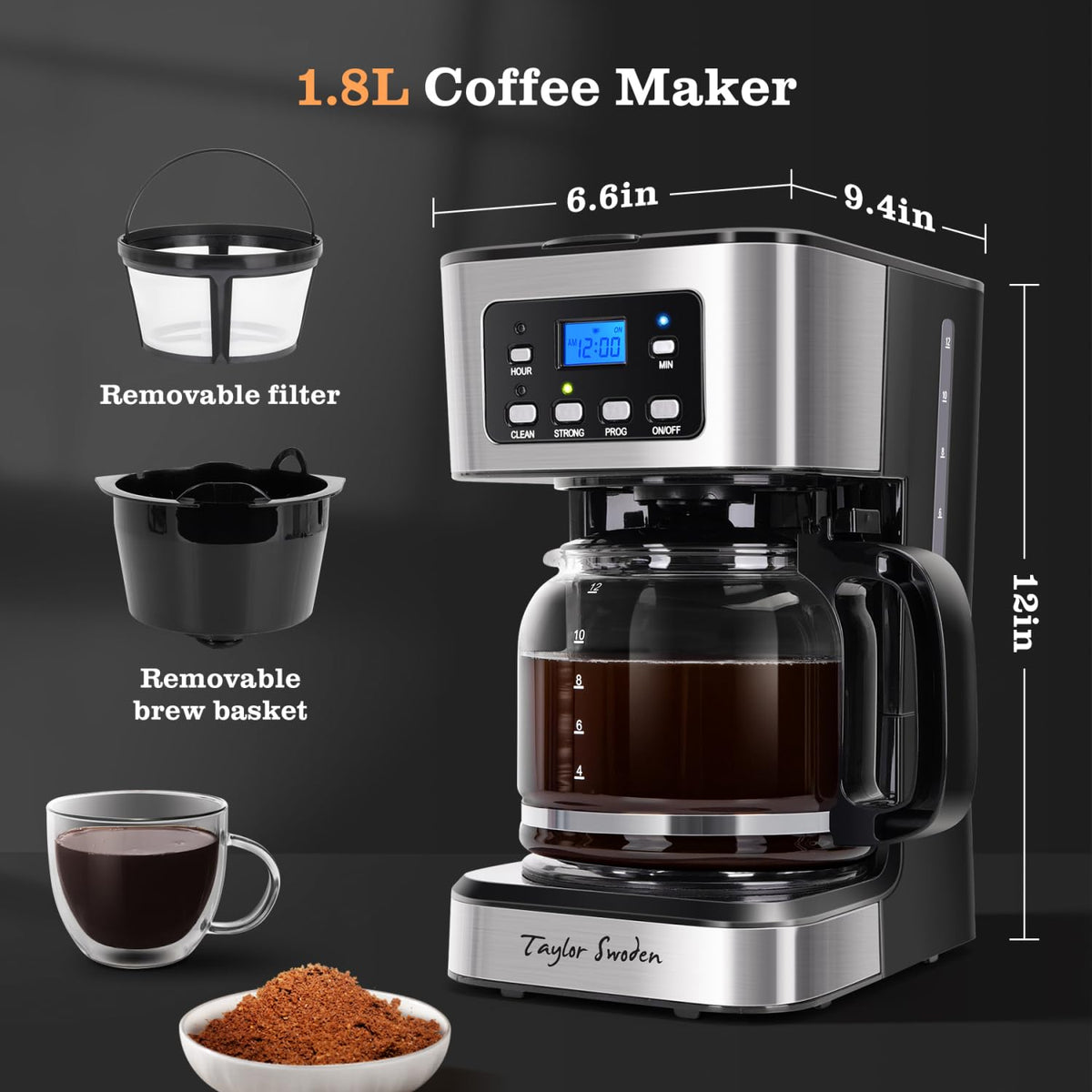 Programmable 12 Cup Drip Coffee Maker C50547