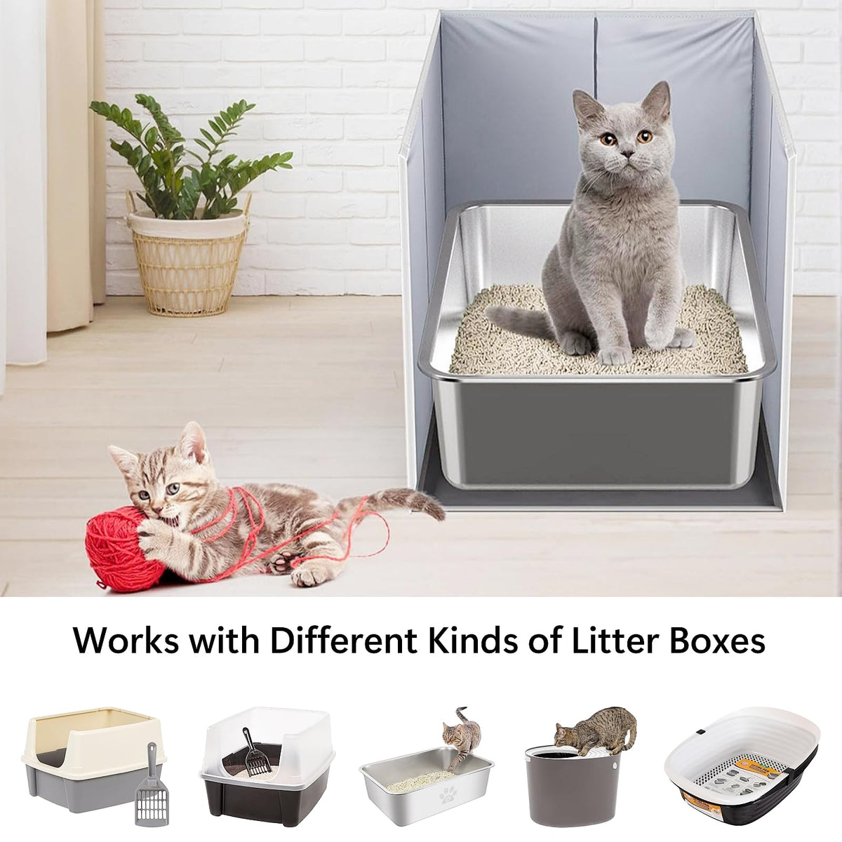 Extra Large Open Top High Sided Cat Litter Box Enclosure T935741