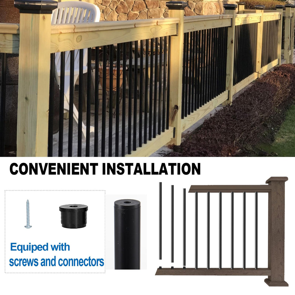 101 Pack 36" Round Black Aluminum Deck Balusters W33872