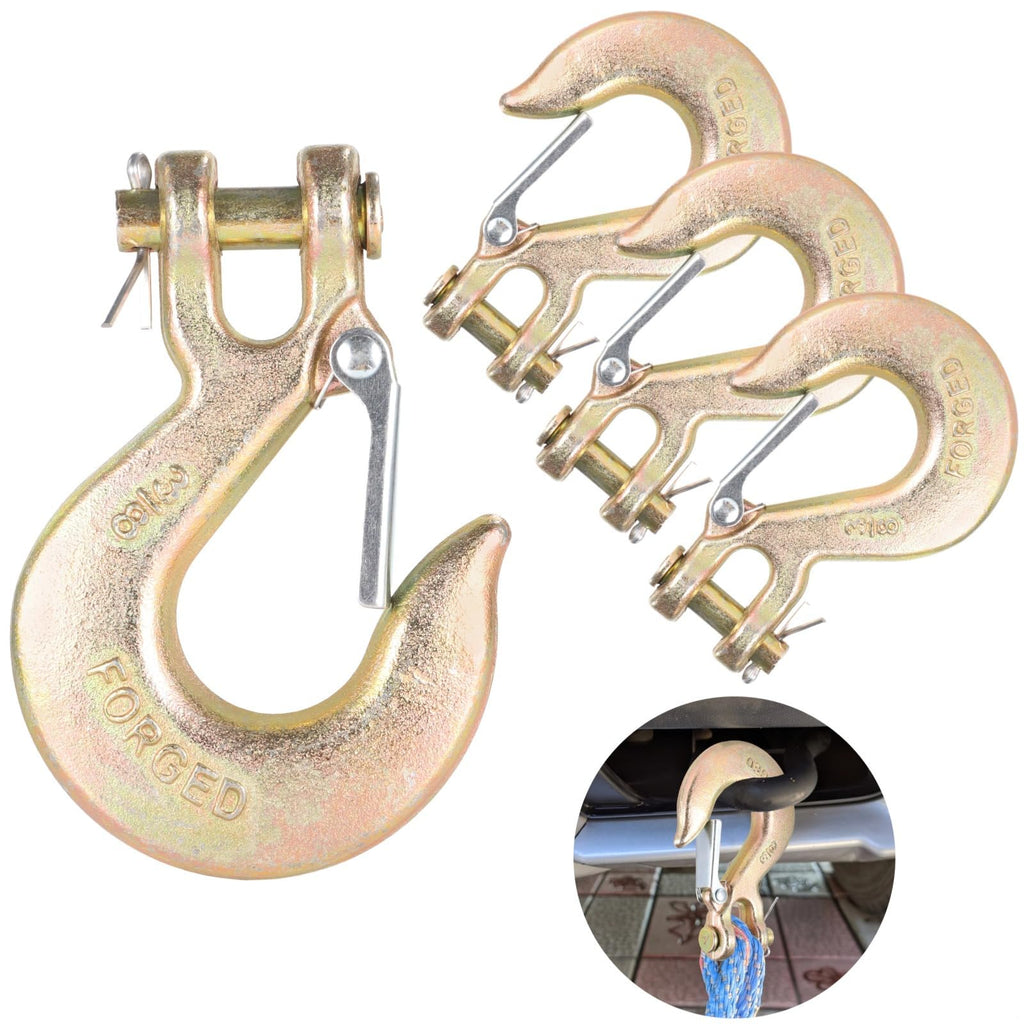4-Pack 3/8-Inch Clevis Slip Hooks with Safety Latch Y5931